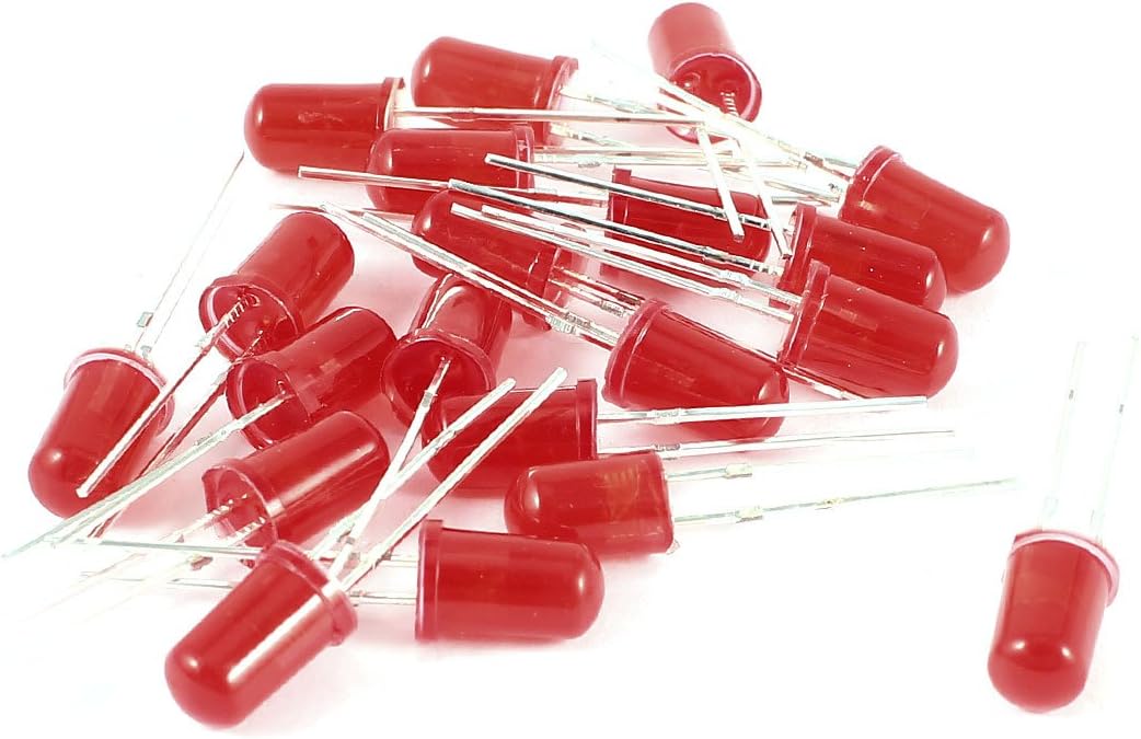 Aexit 20 Pieces Diodes 5mm Diameter Red LED Lamp Light Emitting Diode Schottky Diodes DC 2.5-3.0V