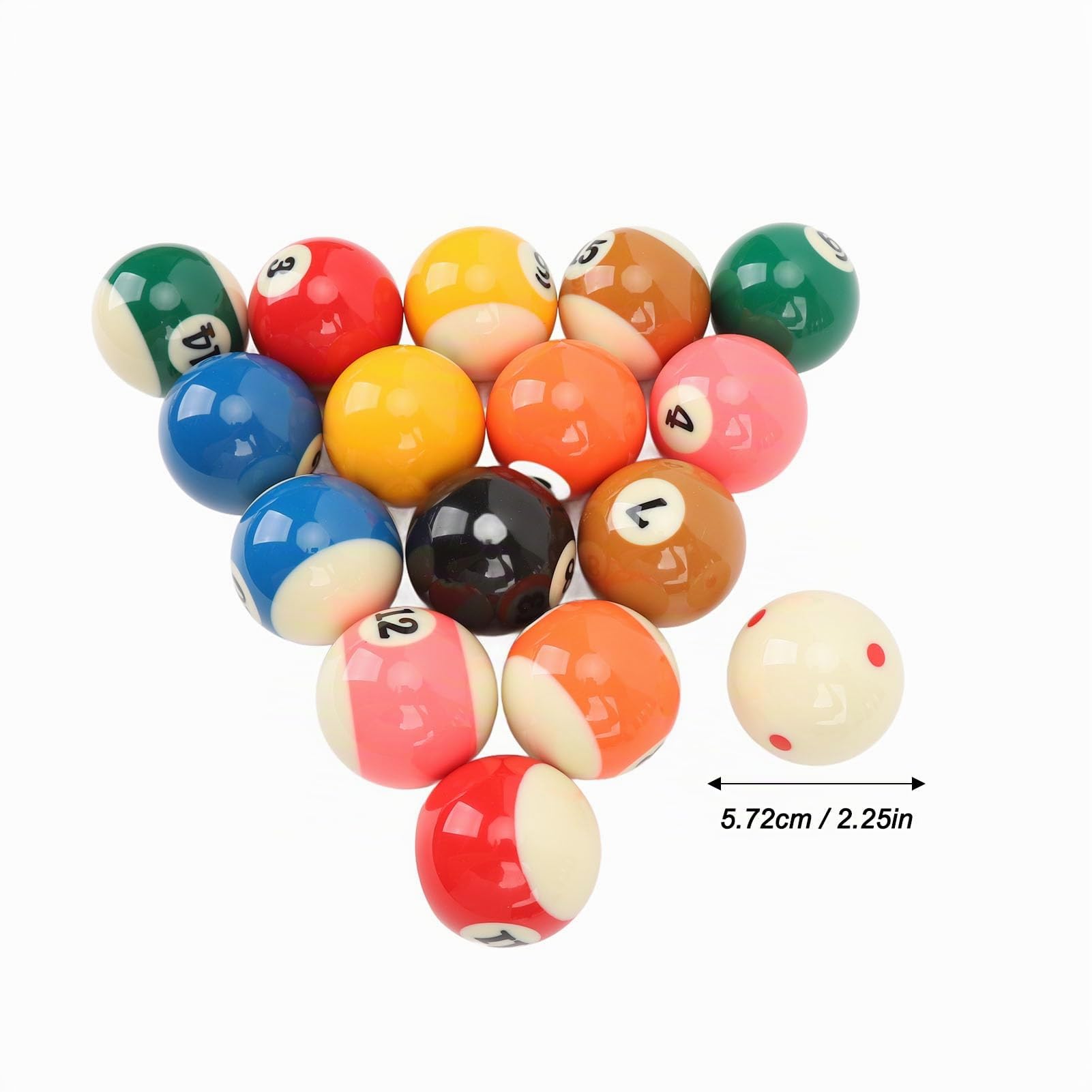 Bolas de Billar de Resina 16 Juego de Bolas Billar Americano de 57,2 mm Spots and Stripes para Competición y Ocio, Puede Dar como Regalo a Amigos y Aficionados