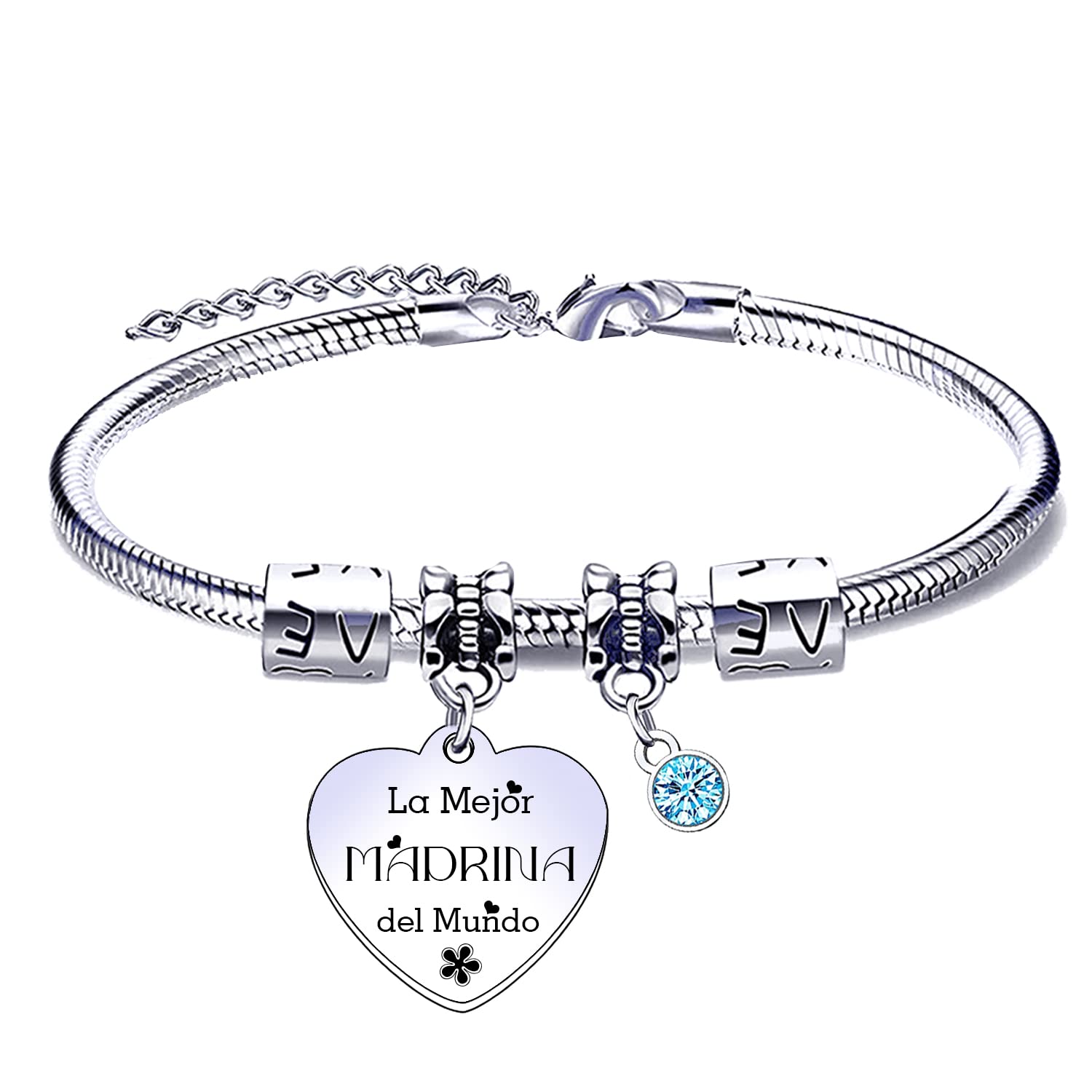 MNBVBV Regalo para la Madrina de Bautizo Pulsera de Madrina Pulsera de Plata para Madrina Regalo de Cumpleaños para Madrina，Regalo del Día de la Madre Parejas Regalos Ideas Navidad Regalos