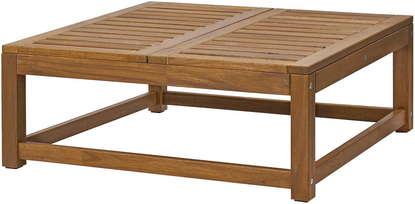 Outdoor Modular Sofa Seat Section, Solid Acacia Wood Patio Seating with Light Brown Stain Finish, Durable Wooden Garden or Balcony Furniture, 31.88 x 31.88 x 15 Inches, 243 lb Capacity