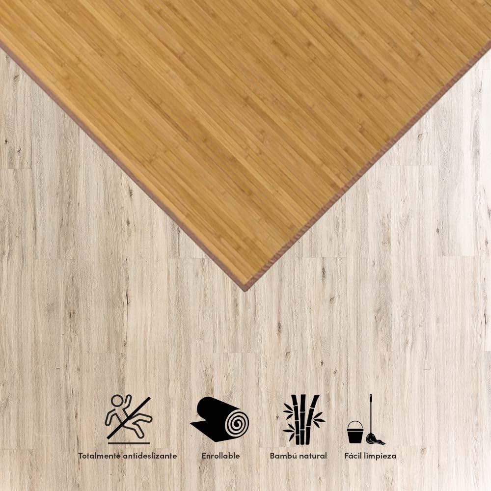 Lolahome Alfombra De Salón O Comedor Oriental Marrón De Bambú De 200 X 300 Cm Sol Naciente, 200X300 | Resistente a humedad y manchas. Protege el suelo de tu salón, cocina o dormitorio aportando un toque cálido y muy natural