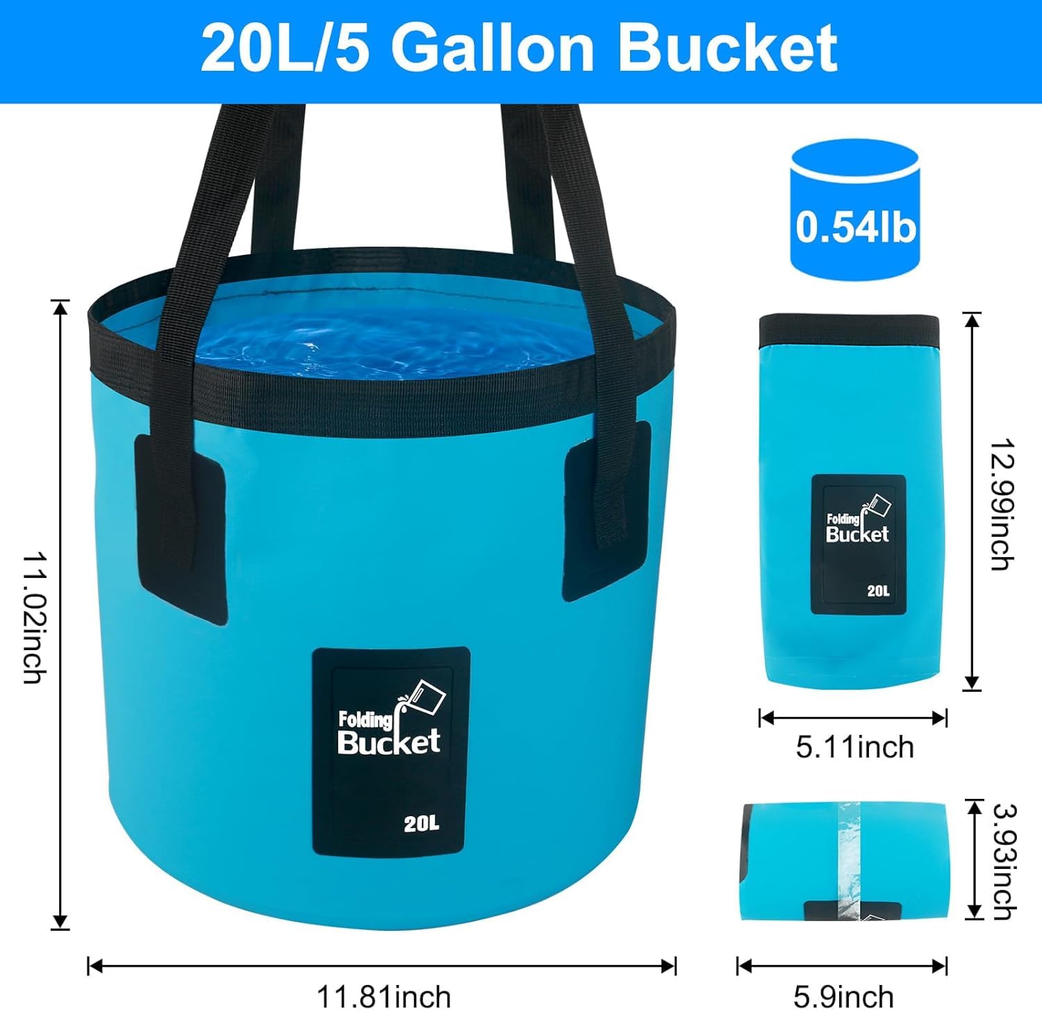EKKONG Faltbarer Eimer 20L Outdoor Faltschüsse Multifunktions Falteimer für Camping, Angeln,Autowaschen und Andere Outdoor Aktivitäten