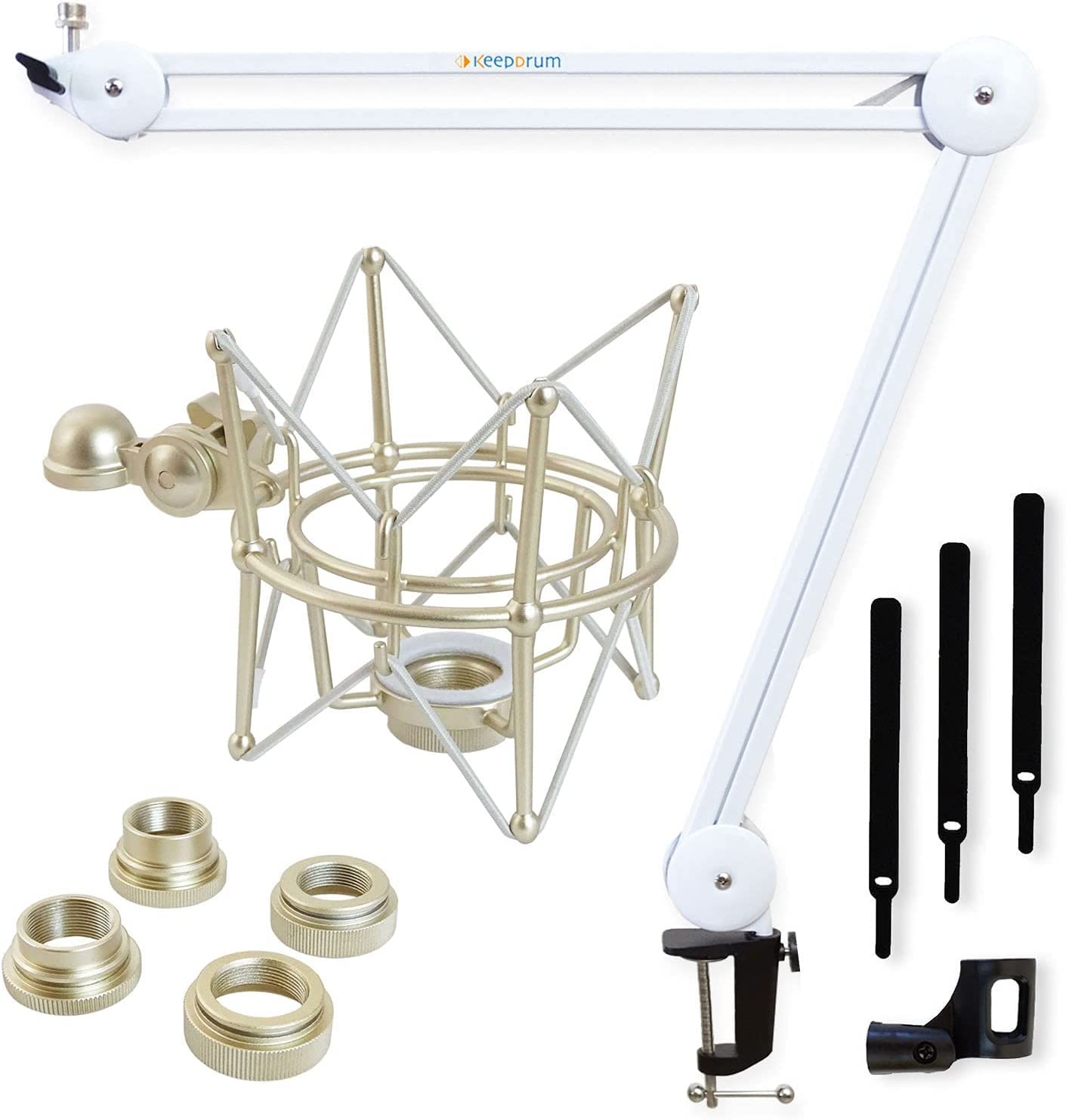 keepdrum MS138 WH Mikrofonarm Weiss + MS090 Spinne für Kondensator Mikrofone