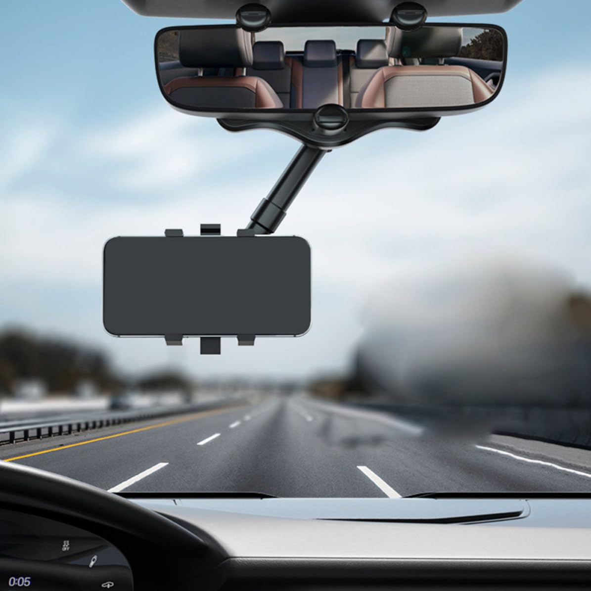 FOMIYES Soporte para Teléfono de Coche Clip Antirrayas Abs y PU | Negro, para Salpicadero del Vehículo, Uso en Conducción, Compatible Navegador y Móvil