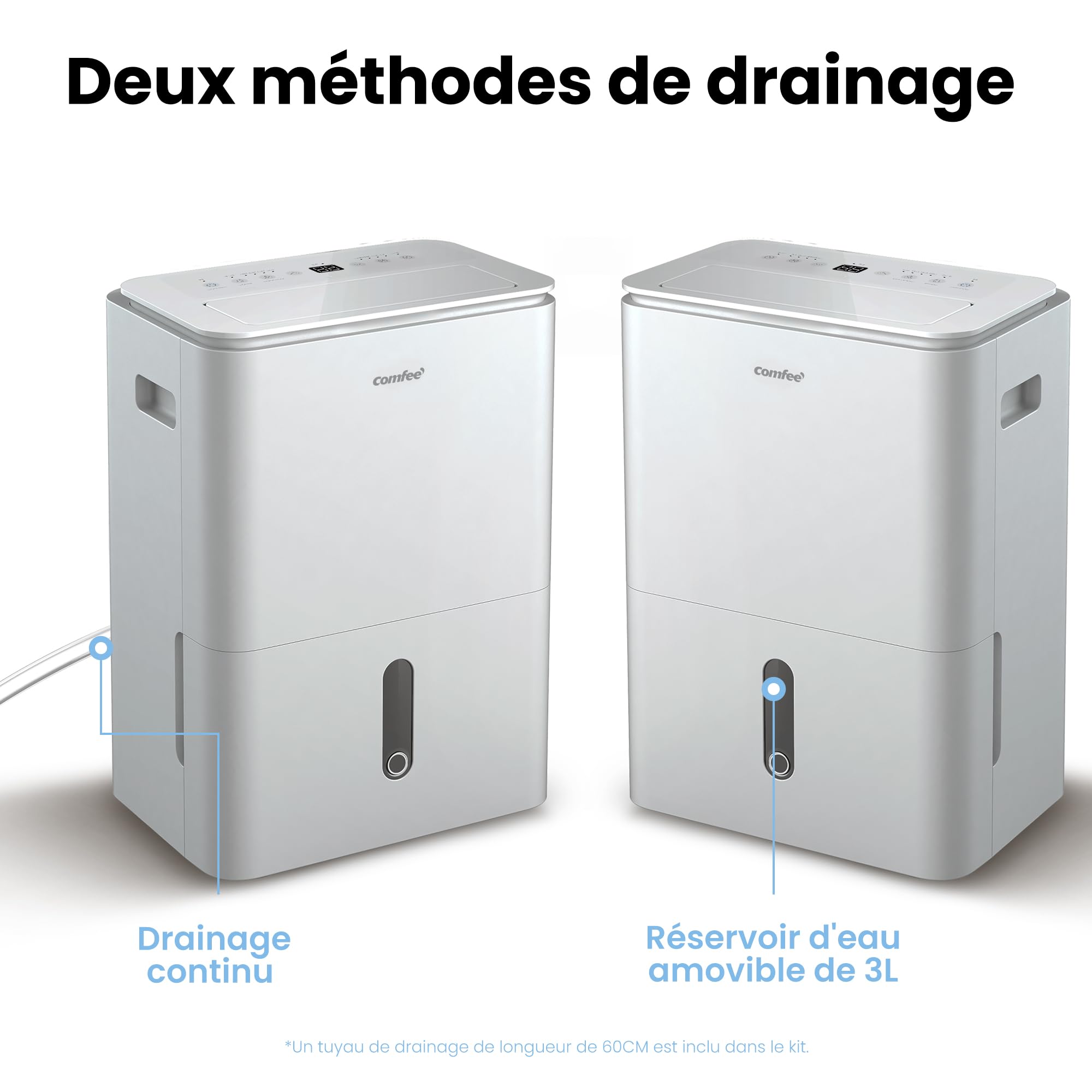 COMFEE' Déshumidificateur Easy Dry 20L/jour, 4 Modes, Deshumidificateur d'air Connecté, Réservoire 3L, Sèche-Linge, Fonction Swing, Pour pièce de 40㎡/100m