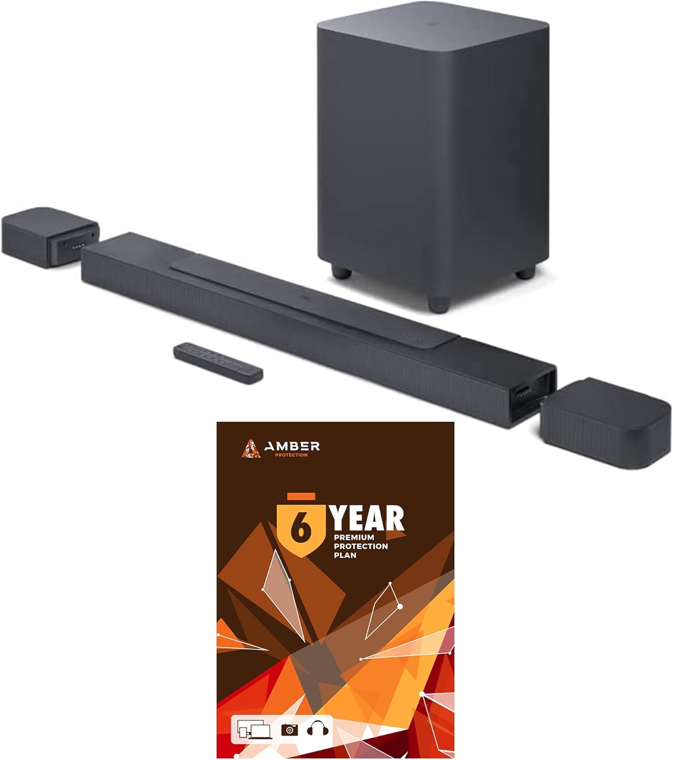JBL BAR-700 5.1ch Soundbar and Subwoofer with Surround Speakers and 6 Year Amber Protection Plan (2022)