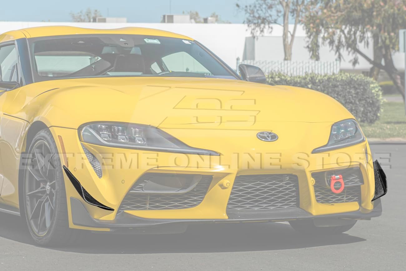 Replacement for 2020-Present Toyota A90 A91 GR Supra EOS Performance Style Carbon Fiber Front Bumper Side Canard Splitter Pair