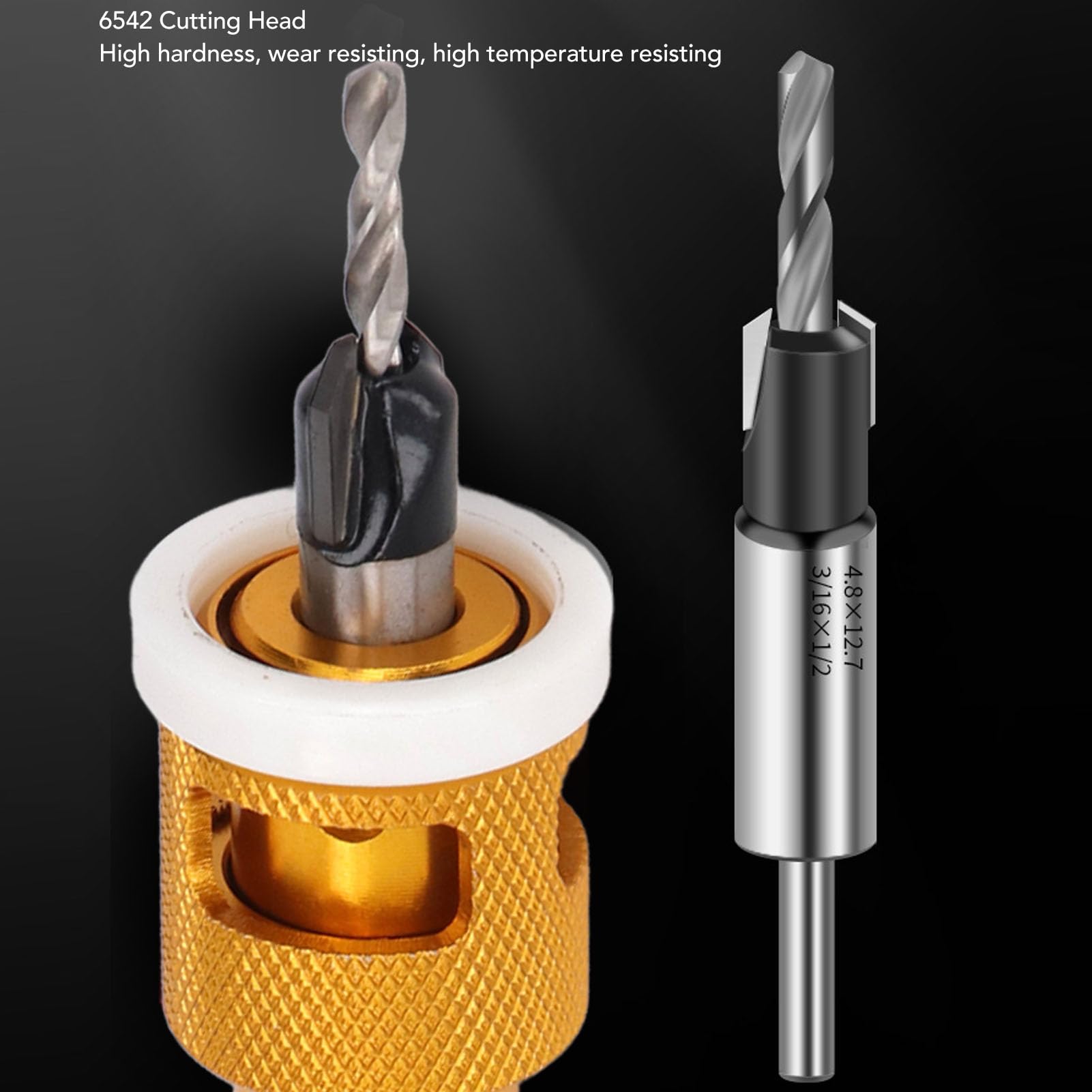 Juego de Brocas Avellanadas con Tope de Profundidad Ajustable, 5 Piezas con Punta de Carburo de 82 Grados con Caja de Almacenamiento para Carpintería, Juego de Orificios de