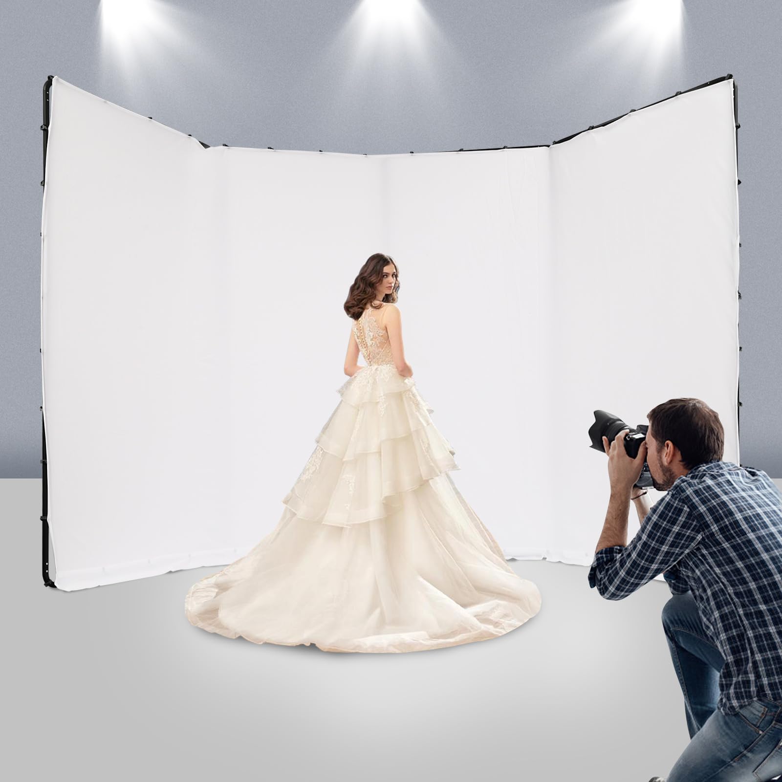 Fondo fotográfico con bolsa de transporte, 4 x 2,4 m, plegable, soporte de fondo blanco, ajustable para estudio fotográfico, fotografía de productos, transmisión en directo