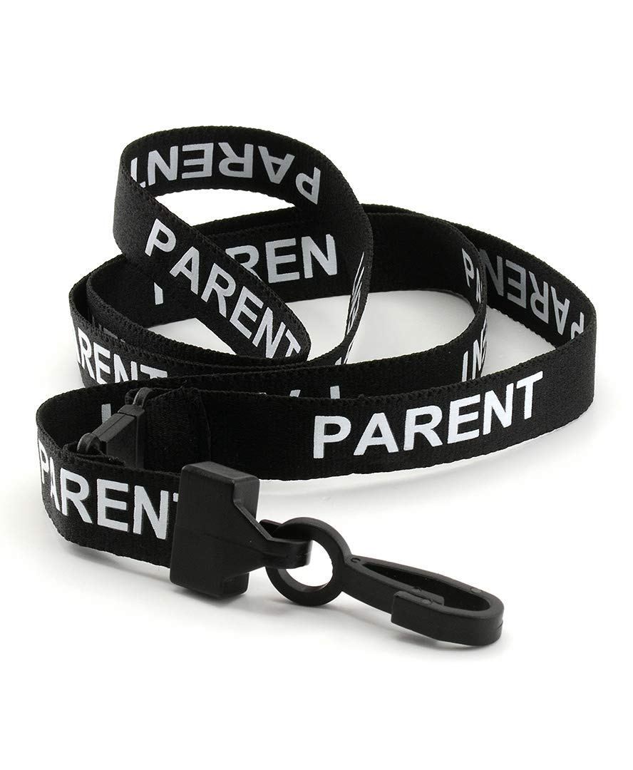 Ckb Ltd Black 10X Parent Lanyards Breakaway Safety Lanyard Neck Strap Swivel Plastic Clip For Id Card Holder Pre-Printed - Pull Quick Release Design