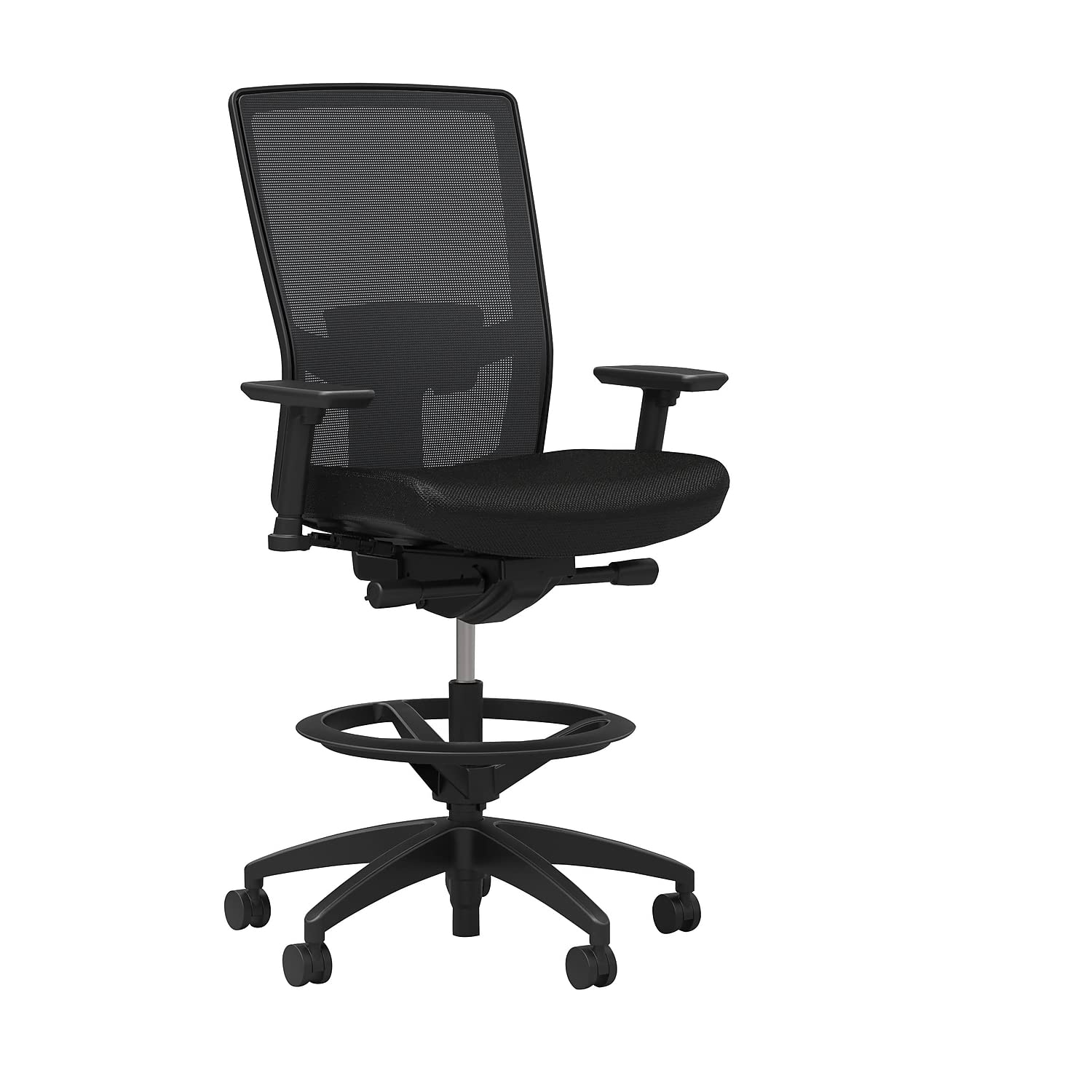 Staples 2846115 Workplace Series 500 Mesh and Fabric Stool Black Adjustable Lumbar