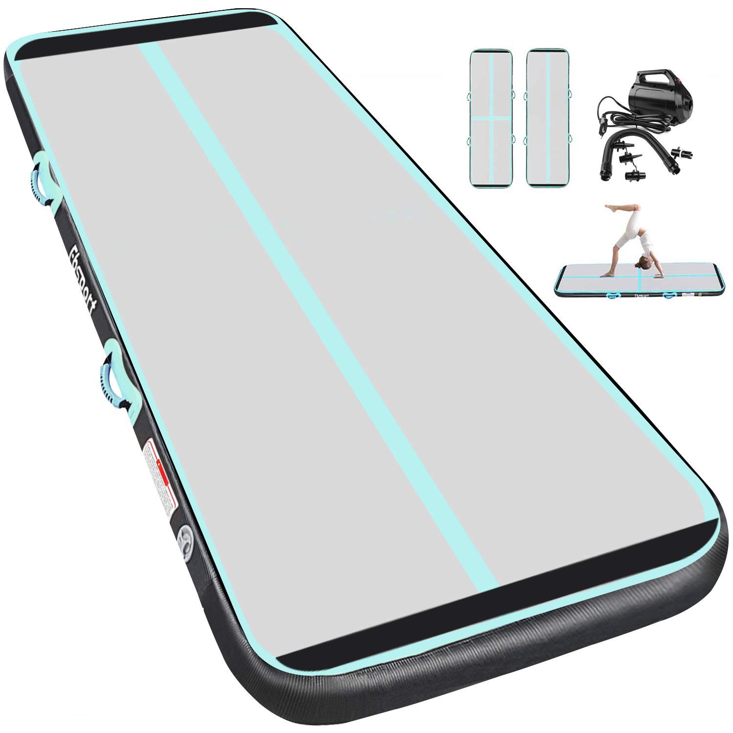 13FT Inflatable Air Gymnastics Mat Training Mats 4inches Thickness Inflatable Gymnastics Track for Home Use/Training/Yoga/Cheerleading/Water with Pump