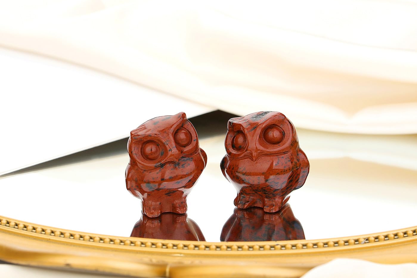 Black Labradorite Crystal Owl Figurine - Hand Carved Gemstone Decor For Home & Office