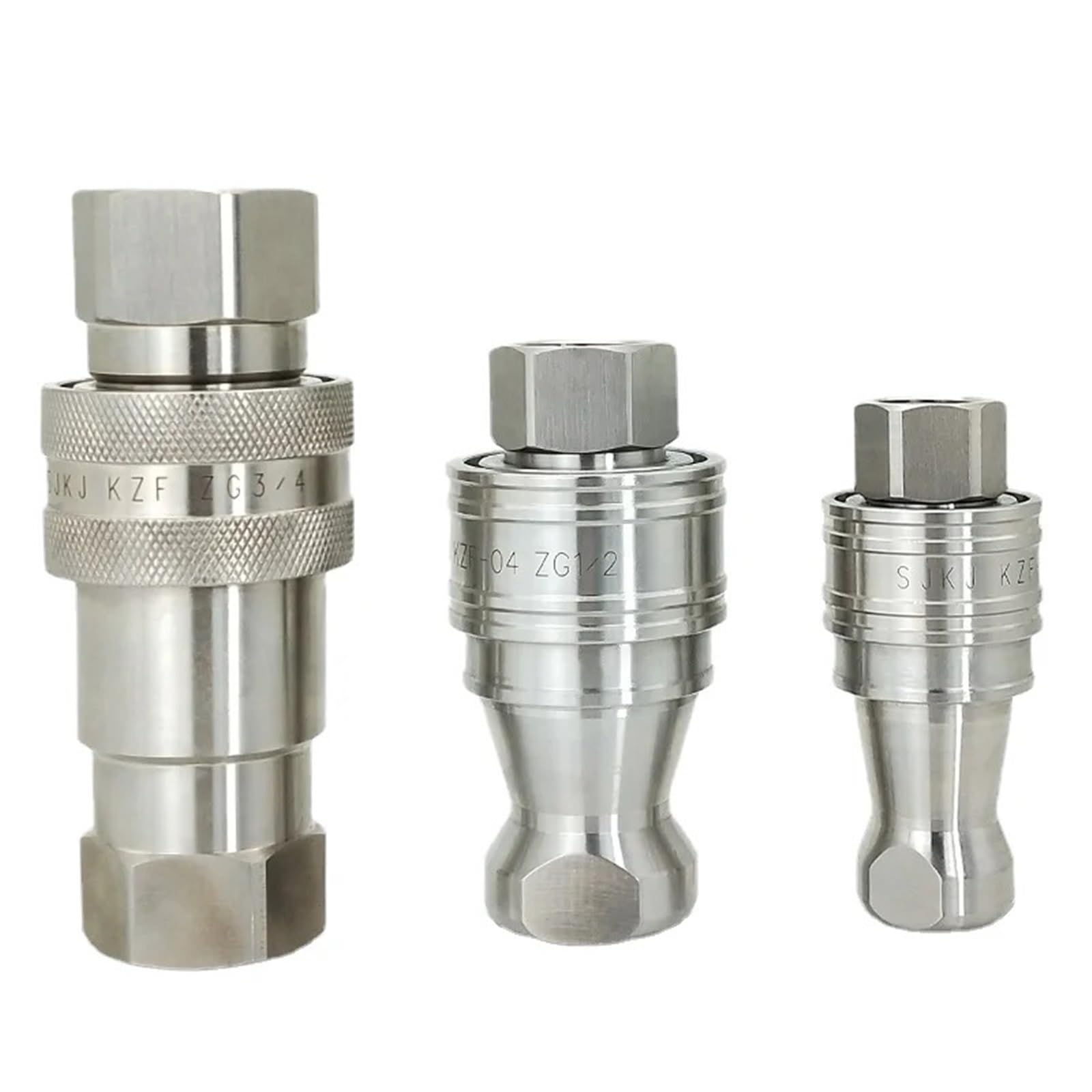 1/8 "1/4" 3/8 "1/2" 3/4 "BSPT NPT hembra 304 acero inoxidable KZF conector rápido hidráulico de autobloqueo de alta presión(Color:M12x1.5mm F-F SS304)