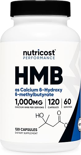 Nutricost HMB beta-hidroxi beta-metilbutirato 1000 mg 120 cápsulas 500 mg por cápsula 60 porciones sin gluten y sin OMG