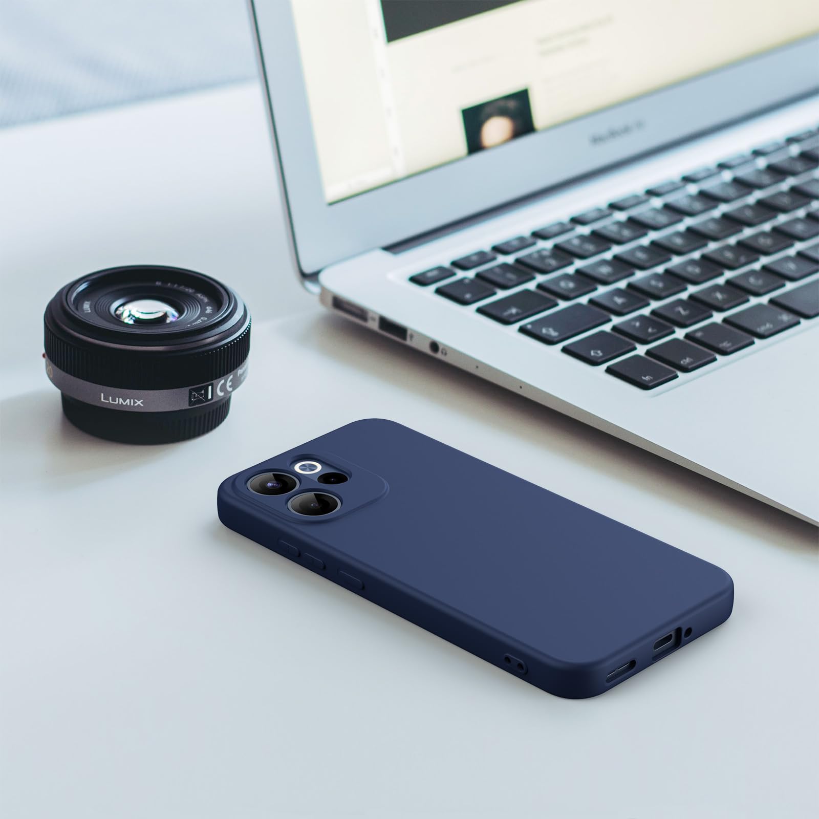 Oududianzi - Cover per Oppo Reno 15 F 4G / 5G, Custodia Silicone Liquido, Interno in Microfibra Morbida, Protezione Antiurto Resistente - Blu Notte