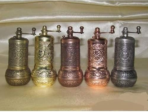 Juego de molinillo de sal y especias de pimienta negra turca de 5 x 4 pulgadas y colores brillantes