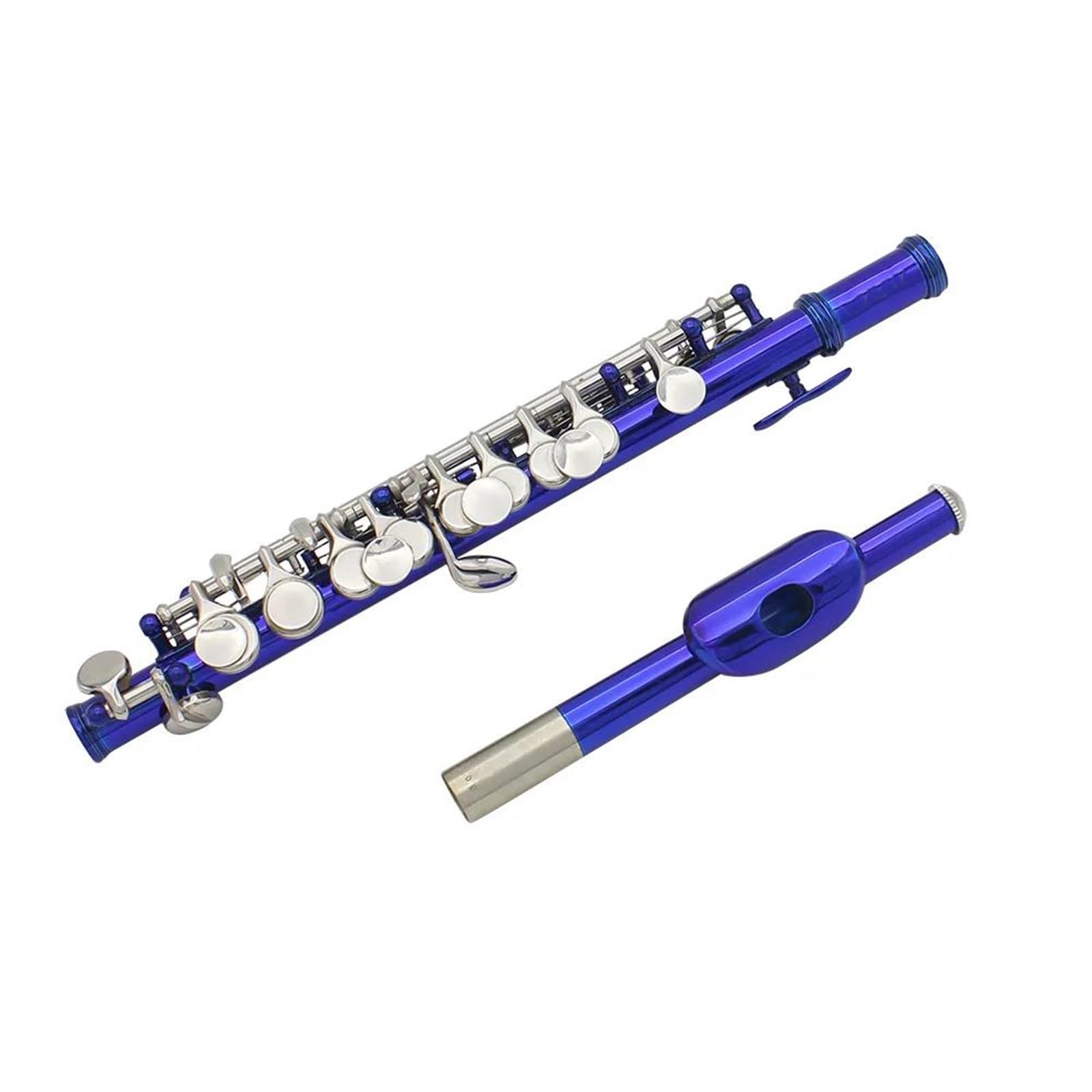 flauto traverso Chiave C Piccolo Flauto Di Mezza Misura Professionale In Cupronichel Blu Argento Chiave Piccolo Con Custodia Imbottita In Tessuto
