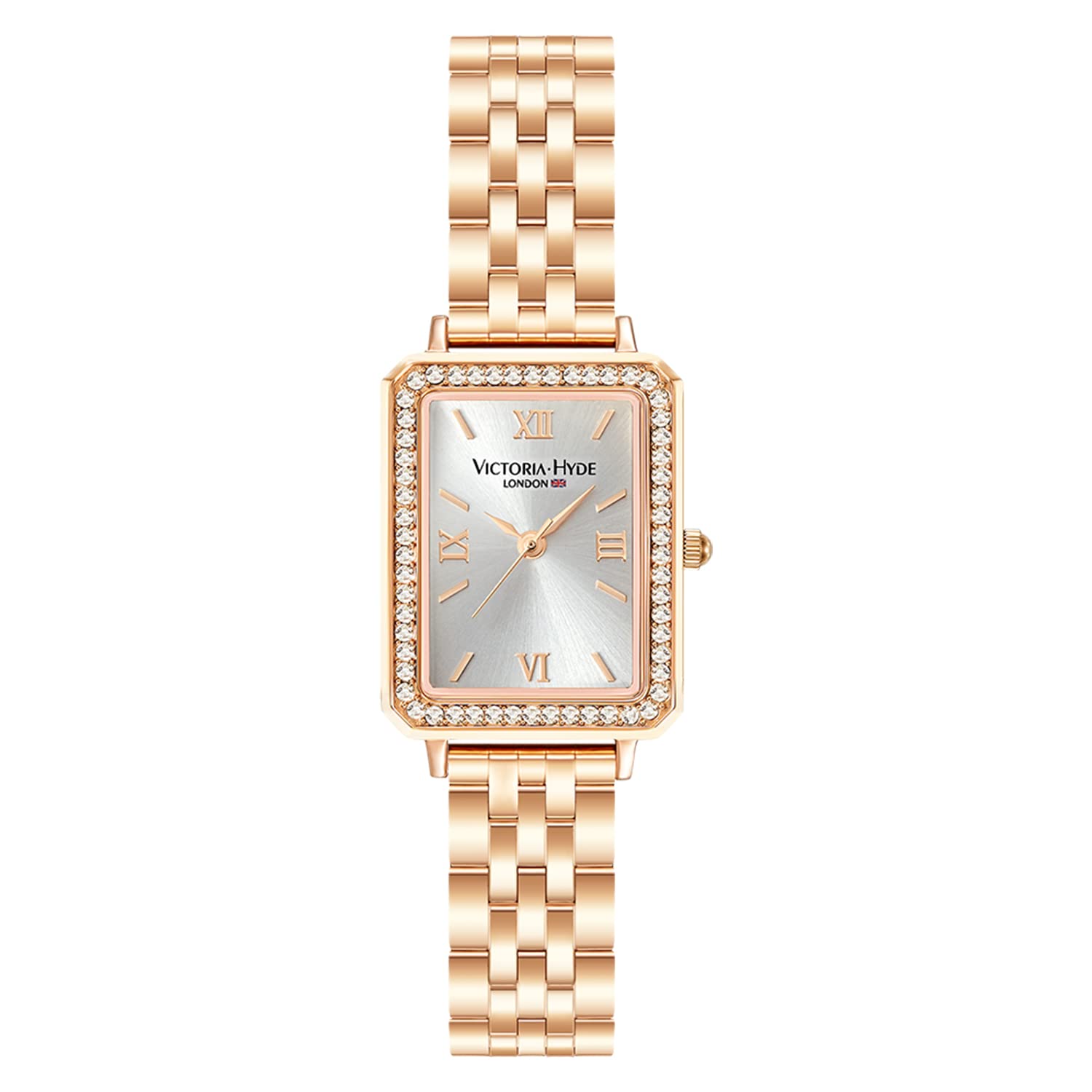 VICTORIA HYDE Reloj de pulsera rectangular para mujer, esfera verde, analógico, de cuarzo, con correa de acero inoxidable