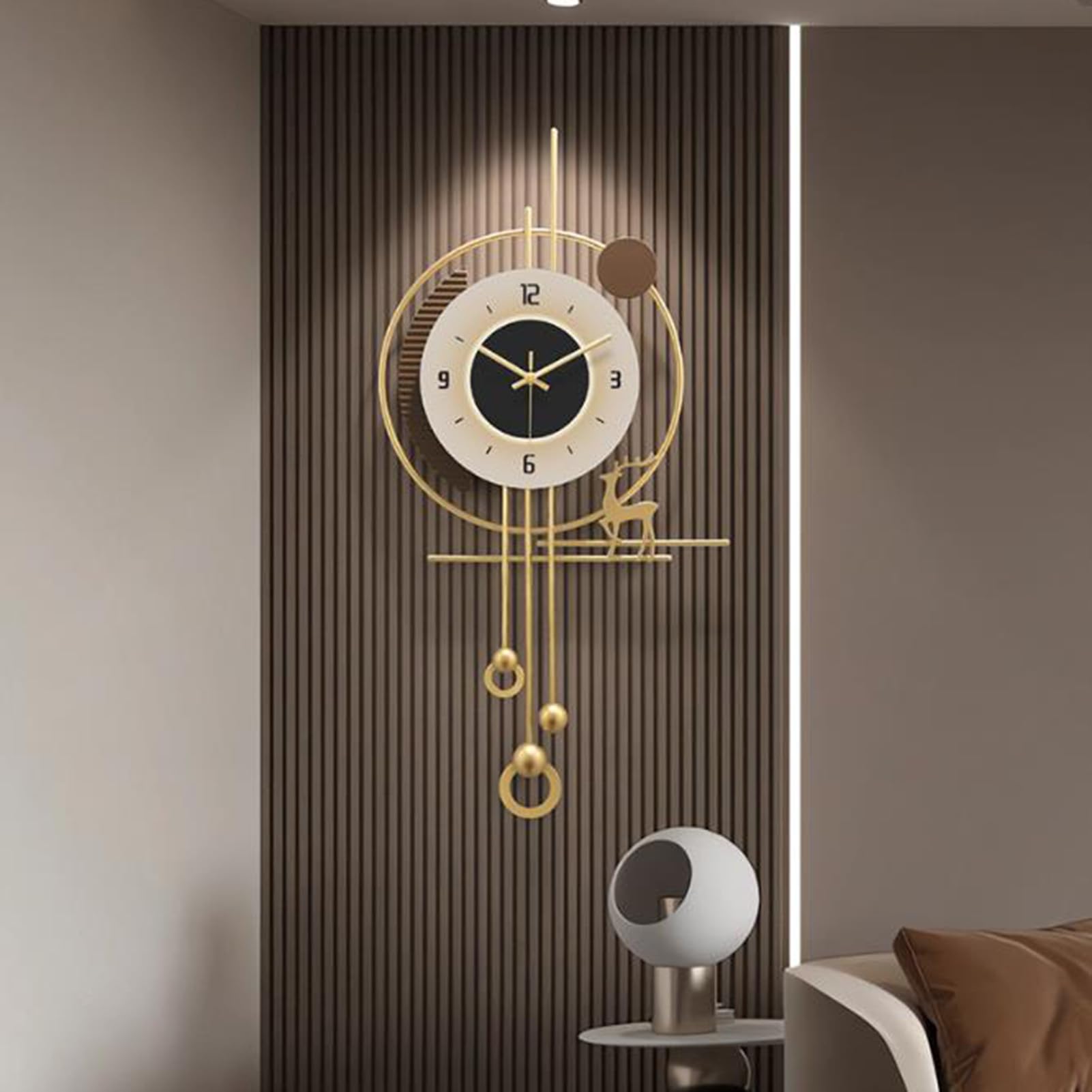 MYUYEE Large Wall Clock Modern Metal Minimalist Silent Clocks - Creative Decorative Decorations, for Living Room, Offi, Dining Room,80x39cm (70x35cm)