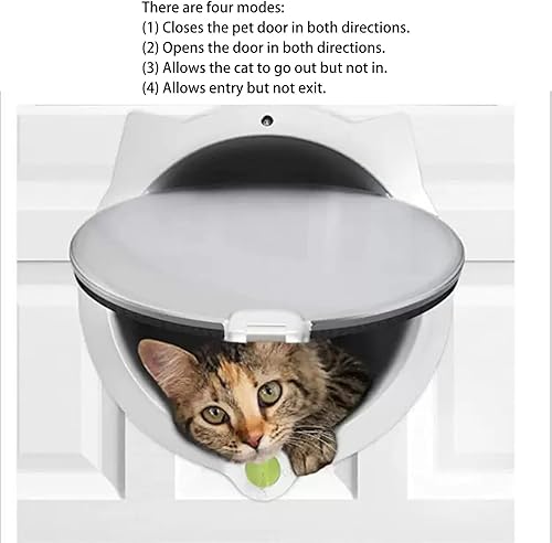 Miniatura 3 de Puerta para gatos con cerradura de 4 vías, resistente a la intemperie para puerta interior, diámetro interior de 8.2 pulgadas, para puertas o