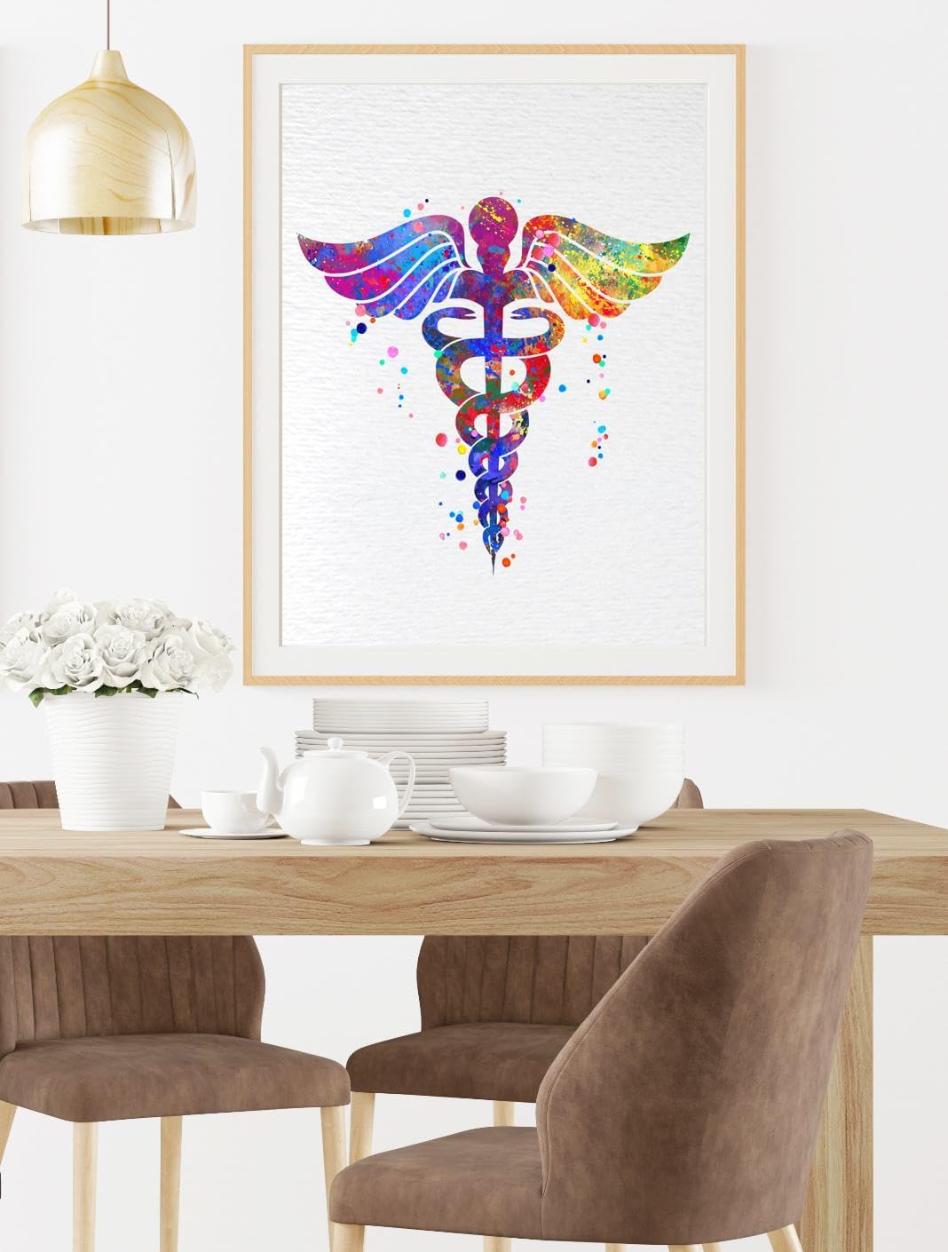 Dignovel Studios 11X14 Unframed Caduceus Medical Symbol Science Clinic Watercolor Art Print Poster Housewarming Giclee Office Home Decor DN542