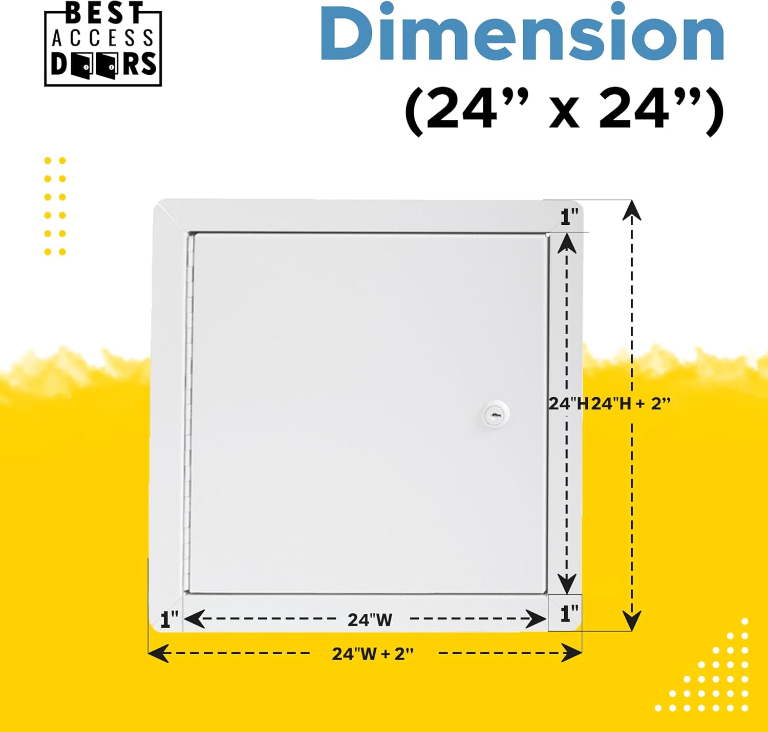 Best 24” x 24” Insulated Aluminum Access Panel, Non-Rated RV Access Door with Neoprene Gasket & 1” Thick Fiberglass Insulation, Corrosion Resistant Metal Access Panel, Key Operated Latch, BA-PAL