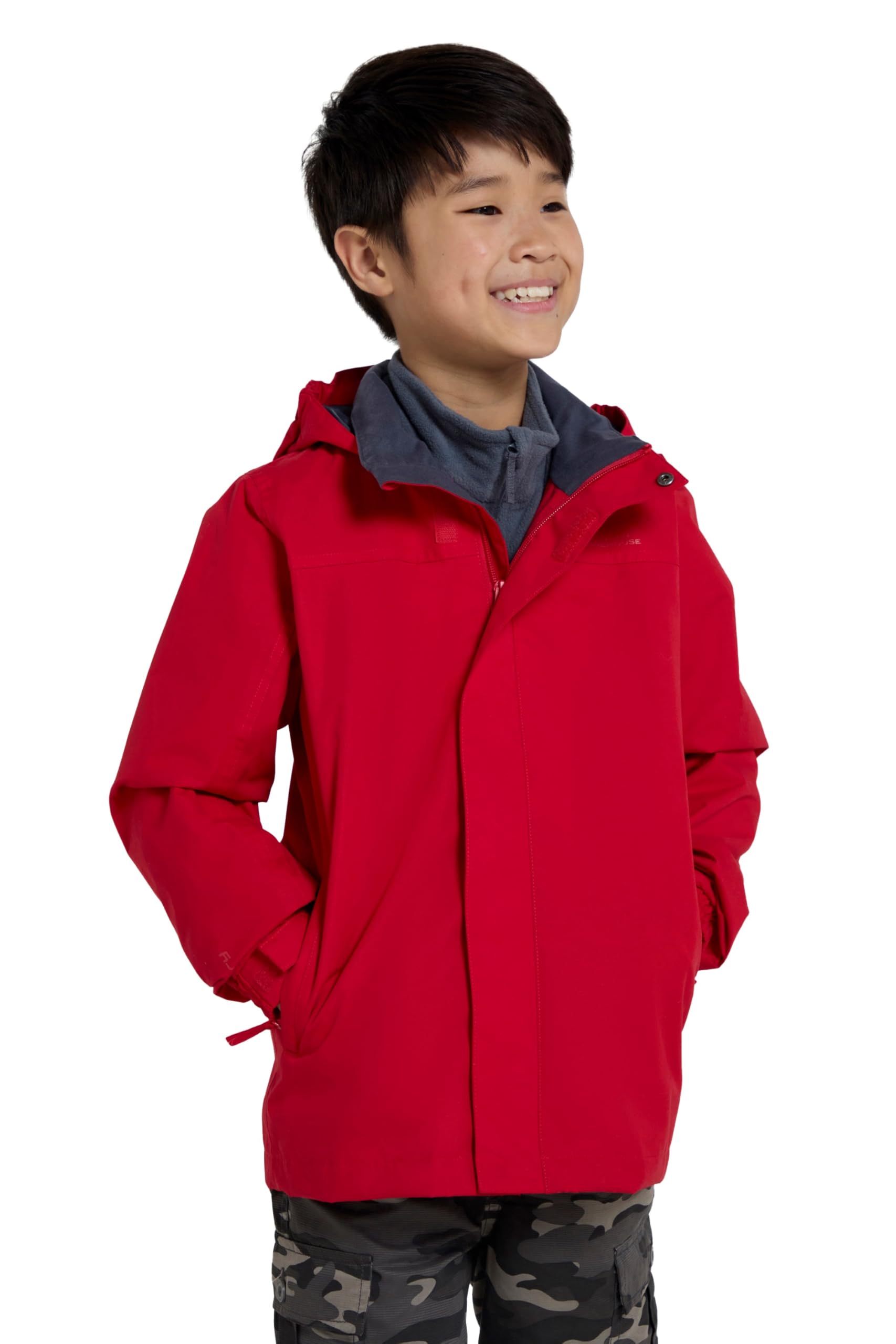 Mountain Warehouse Unisex Kids Red Solar Kids Waterproof Jacket - Rip Stop Fabric, Taped Seams Adjustable Cuffs, Adjustable Hood, Boys & Girls, Best For & Outdoors Teen Size 13 Years