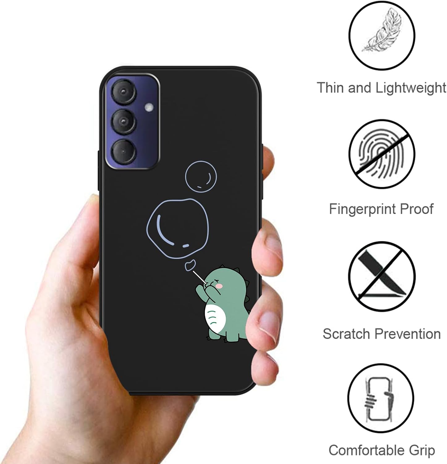 Cute Dinosaur Phone Case for Gabb Phone 4 Pro 6.5",Cartoon Kawaii Dinosaur Bubble Pattern Aesthetic Funny Design Cases Soft Silicone TPU Slim Shockproof Protective Black Phone Cover image 5