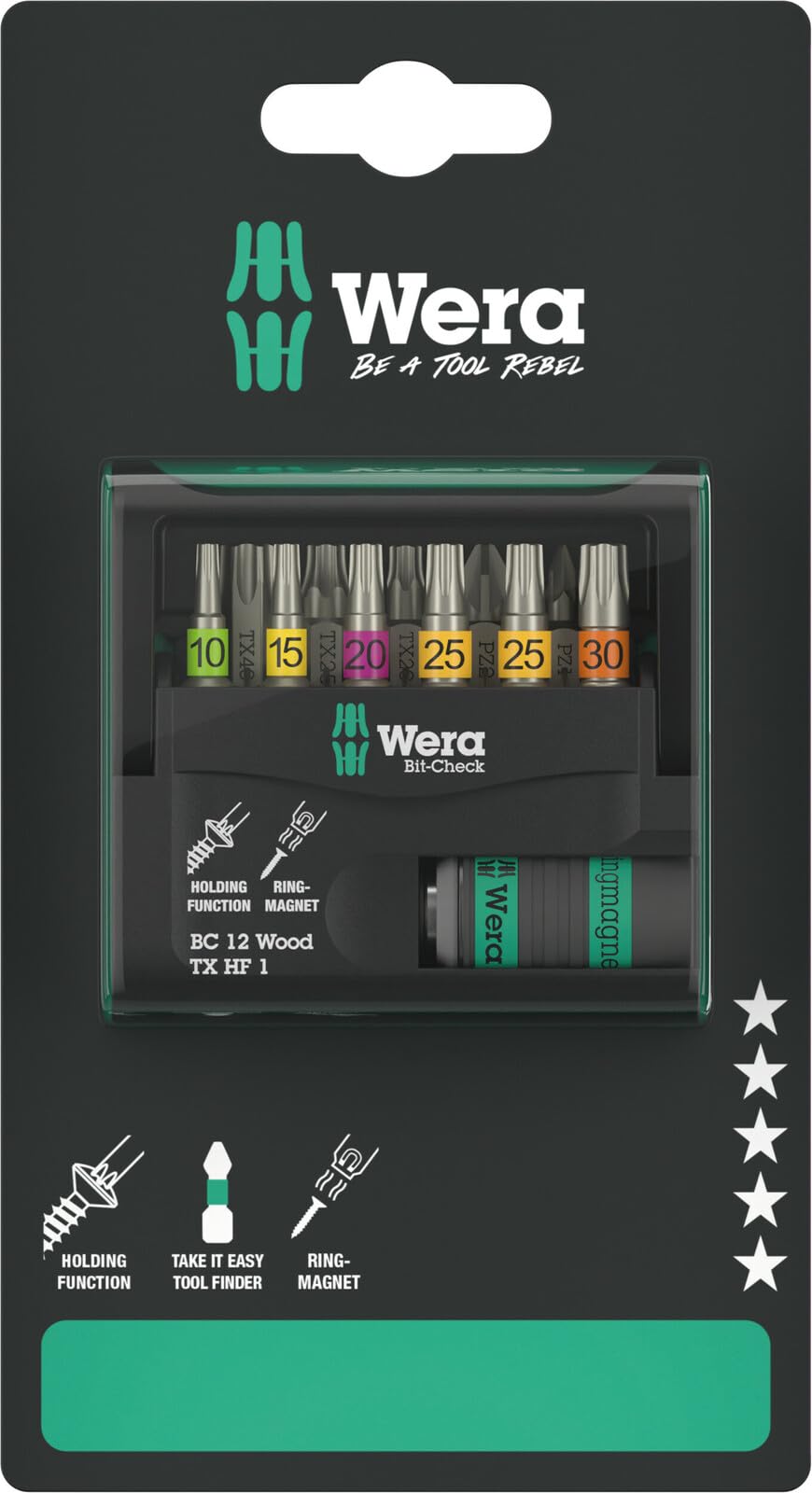 Wera Ocean Tides Bit-Check 12 Wood Tx Hf 1 Sb