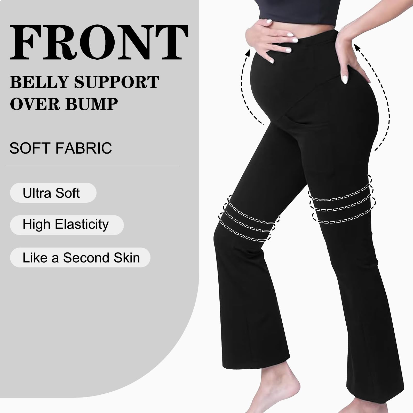 Risipu Pantalon de maternité taille haute doux et extensible pour femme - Pantalon de grossesse confortable avec poches