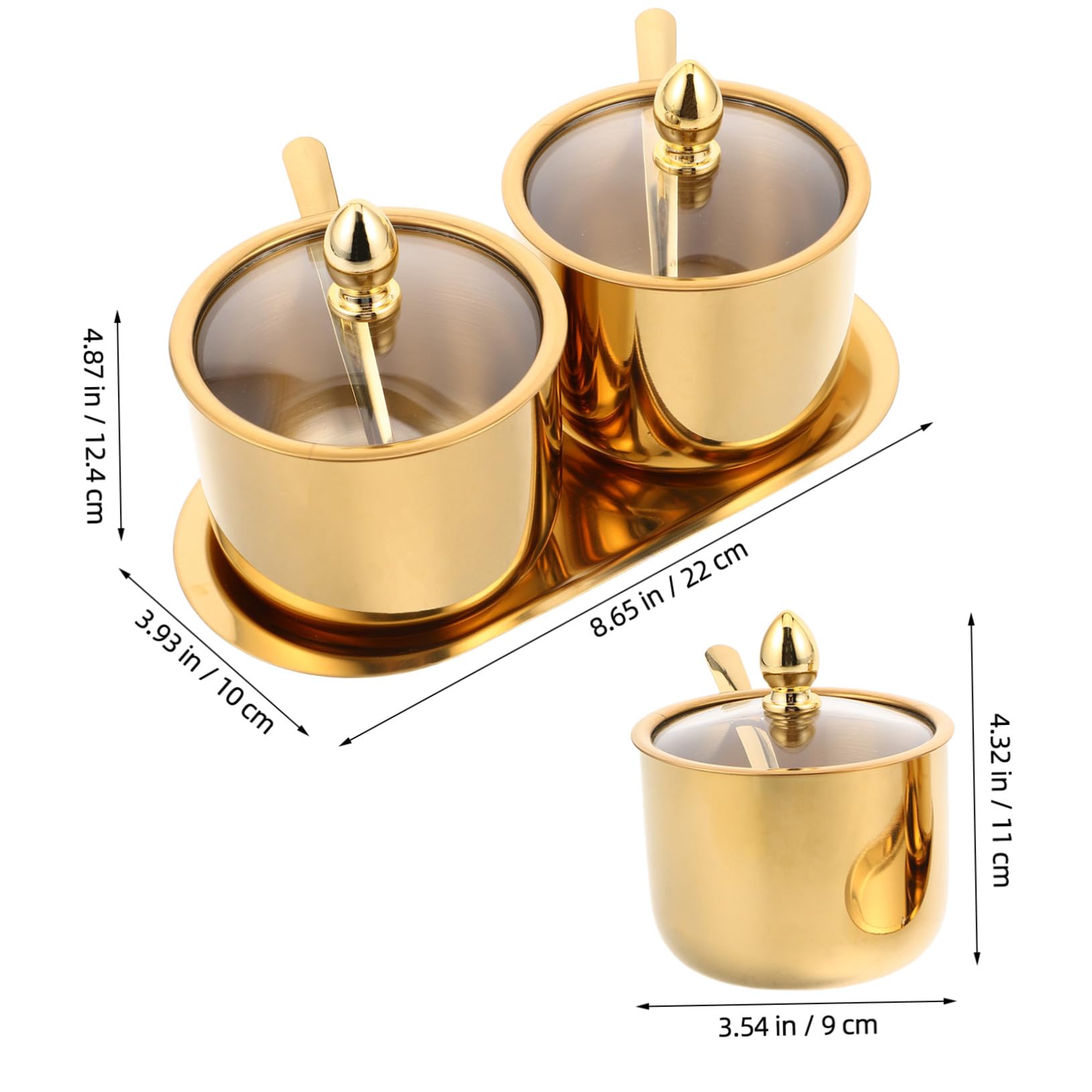 Gewürzbehälter Edelstahl mit Glasdeckel Löffel und Tablett Salz und Gewürz Streuer Küchenbehälter für Salz Pfeffer Zucker Praktisches für Gewürze und Kräuter