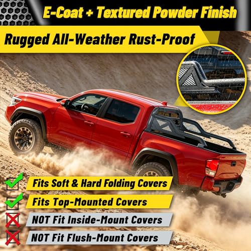 Image of MONOKING Truck Roll Bar Mid Size with Brake Light, Sport Chase Bar for Dakota, Canyon, Ranger, Colordo, Frontier, Gladiator Tacoma 2007-2026-Off-Road Overlanding Work Hauling | Truck Enthusiasts