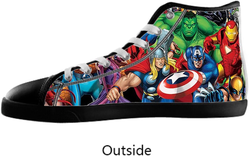 Halocow Custom Marvel Comics Avengers Men's Canvas Shoes High Top Sneakers Black