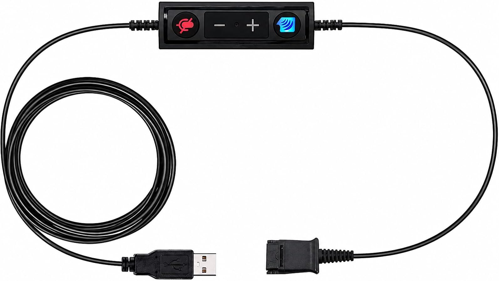 USB to QD Adapter Cable Compatible with any Plantronics, Poly or TruVoice Headset with a Quick Disconnect (QD) - Includes in-Line Volume Control and Mute Functionality