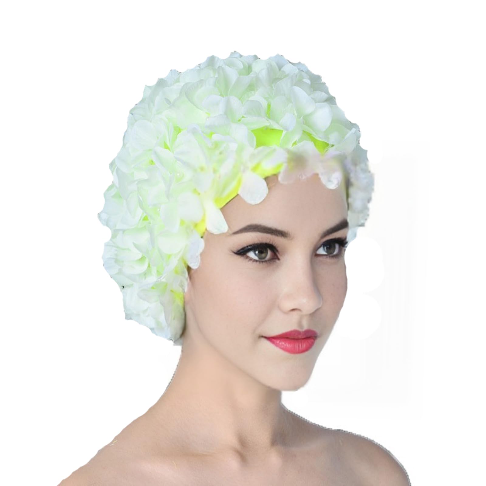 JDYaoYing Women Retro Swim Hat Swim Cap Floral Petal Retro Style Bathing Caps for Women