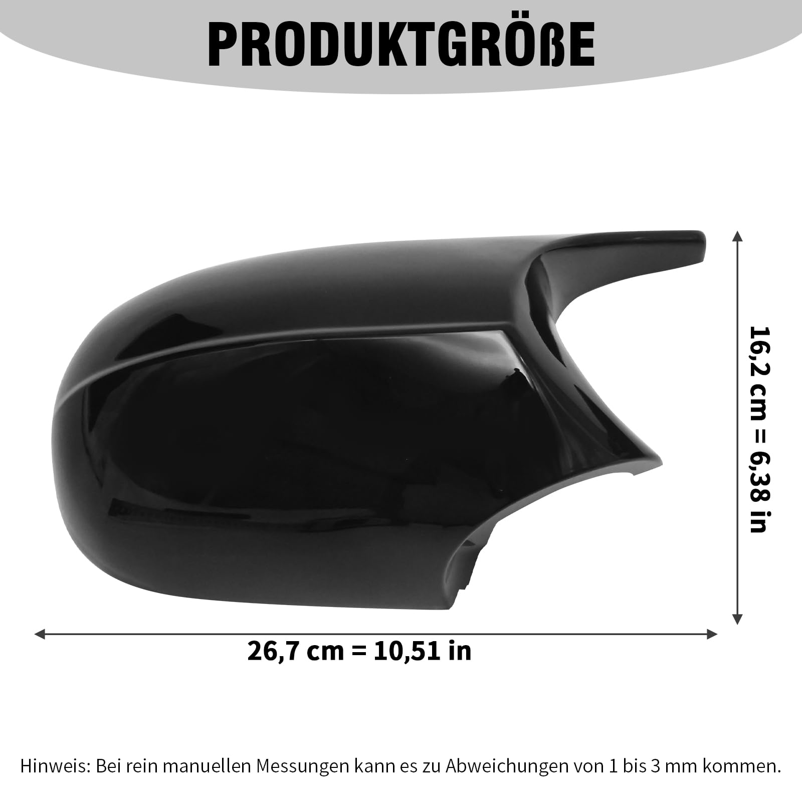 2 Stück Auto Spiegelkappen, Rückspiegelgehäuse für BMW E81 E82 E87 E88 LCI, E90 E91 E92 E93 2009-2013 | Seitenspiegelabdeckungen (Glänzend Schwarz)