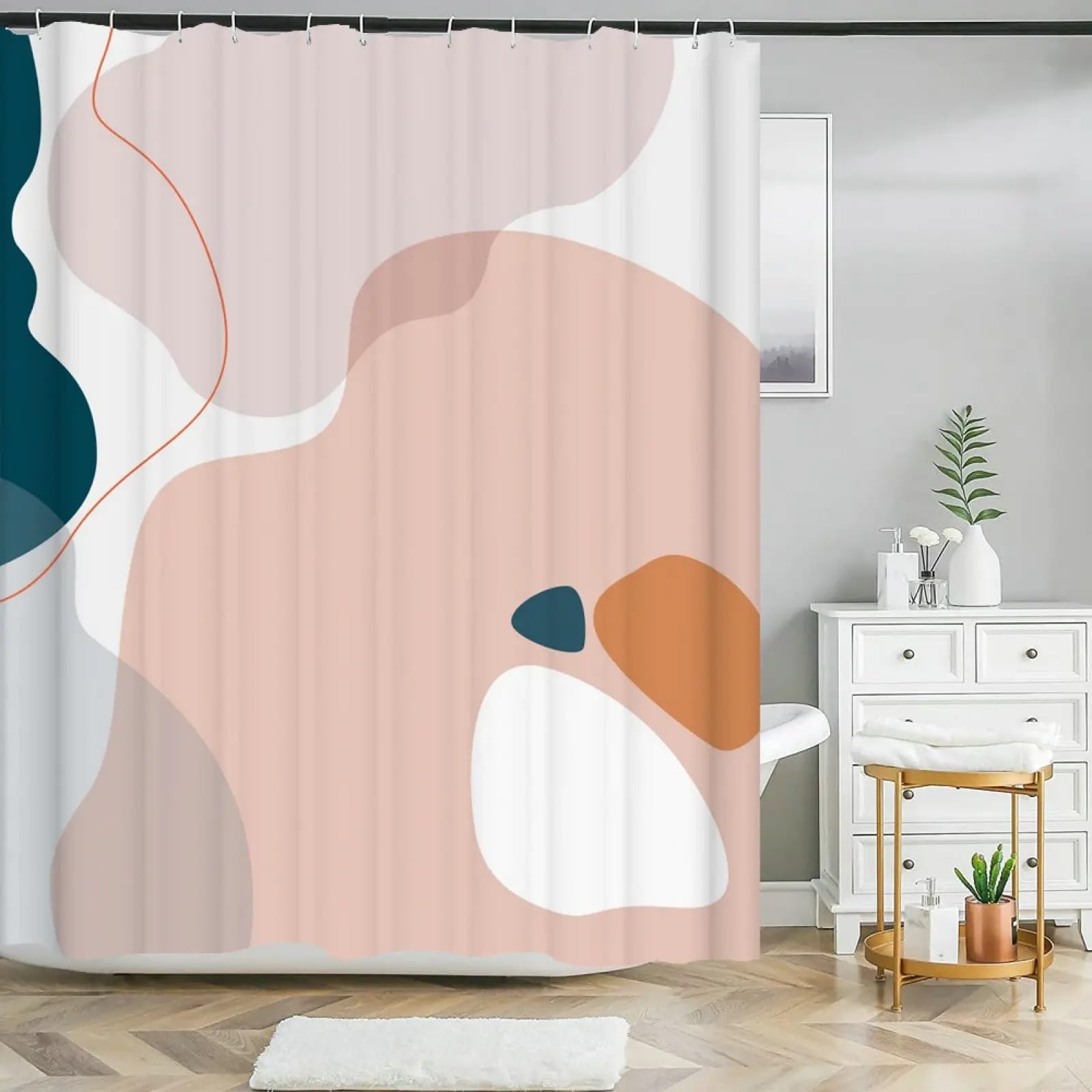 Rideau de douche imperméable motif scandinave pour créer une ambiance spa à la maison