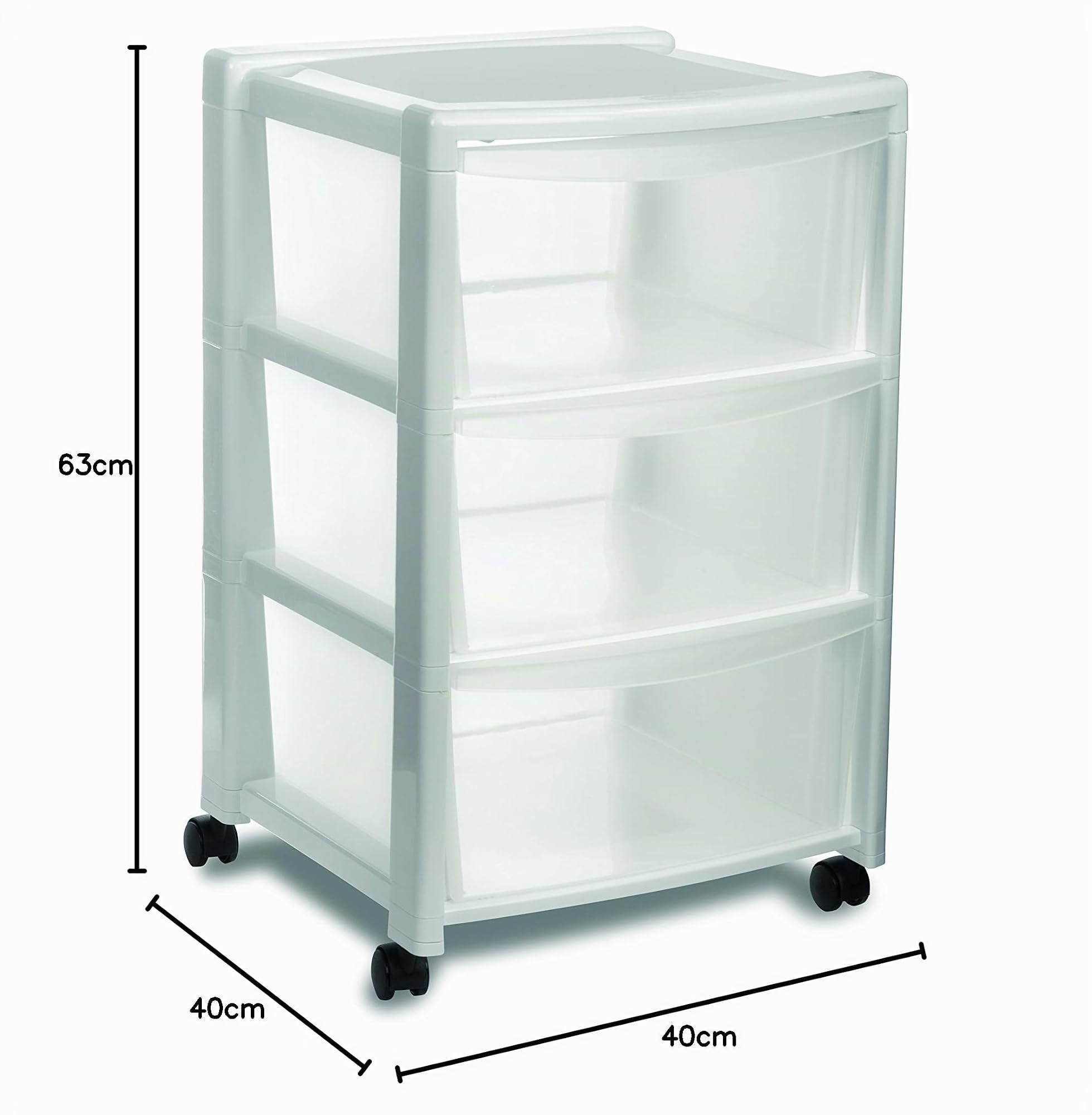 Stefanplast Commode Libre 3 tiroirs, Blanc, Dimensions extérieures 36 x 38 cm, intérieur 32 x 35 cm.