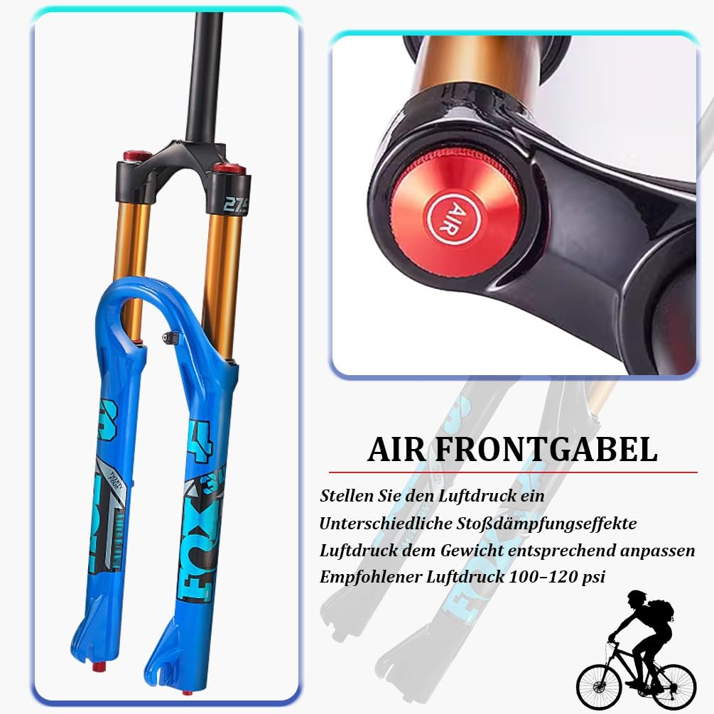 Federgabel MTB 26/27.5/29" Straight(1-1/8") Tapered(1-1/2") 9x100mm Schnellspanner 15x100mm Boost Dämpfungseinstellung 140mm Hub Magnesiumlegierung 75mm Scheibenbremse