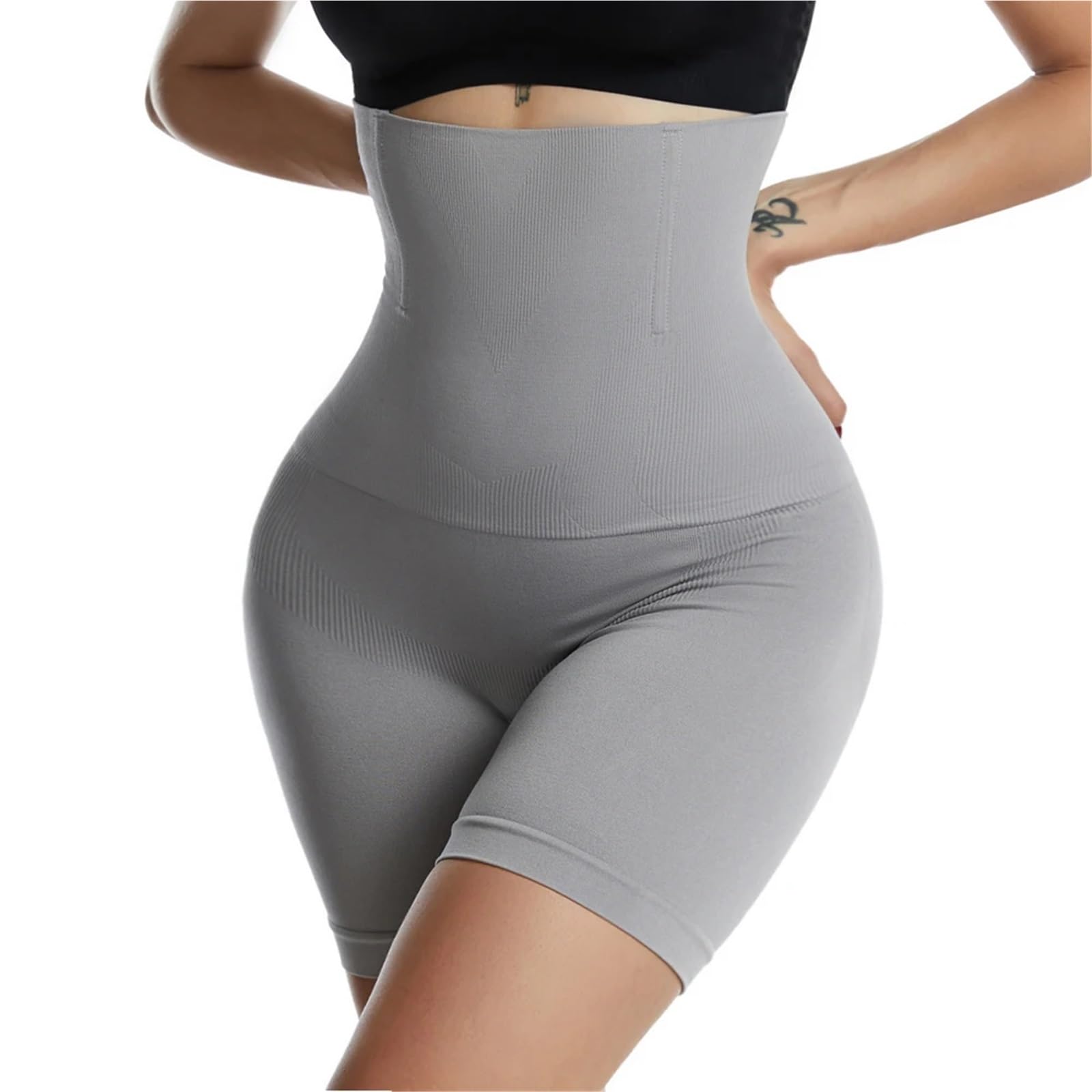Mujer Bodies Moldeadores 2 uds Alta formador de Cintura Entrenador Bragas con Control de Barriga Levantador de glúteos Moldeador de Cuerpo Adelgazante Shapewear Strap Briefs Panty(Gray,M L)