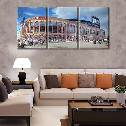 Miniatura 4 de TUMOVO Lienzo grande para pared, cuadro del estadio Citi, arte de pared del equipo de béisbol estadounidense para decoración de pared del hogar,