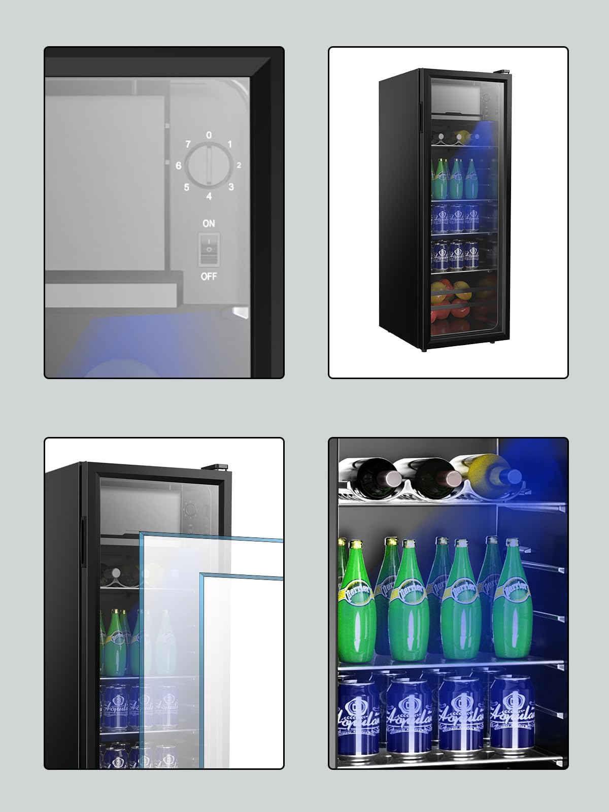 Krib Bling Beverage Refrigerator With Freezer 180 Can Freestanding Beverage Cooler With Adjustable Shelving Glass Door For Beer Soda Or Wine Perfect For Home Office Or Bar Black (Kb03-Flb-120) on Fridge.com - View 3