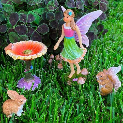 Mood Lab Fairy Garden Kit - Miniature Figurines & Accessories - Flower Set of 4 pcs - for Outdoor or House Decor - Thumbnail 2