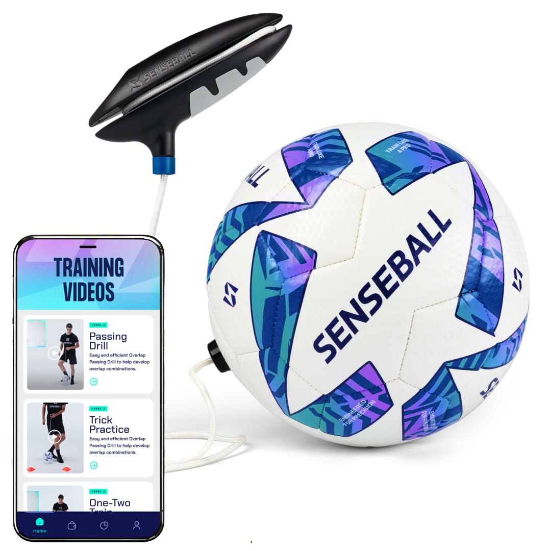 SenseBall Soccer Ball & App All-Level Size 3 | Daily Training Equipment for Young Players | Improve Skills & Control with Professional Soccer Coach Program 50+ Exercise Videos