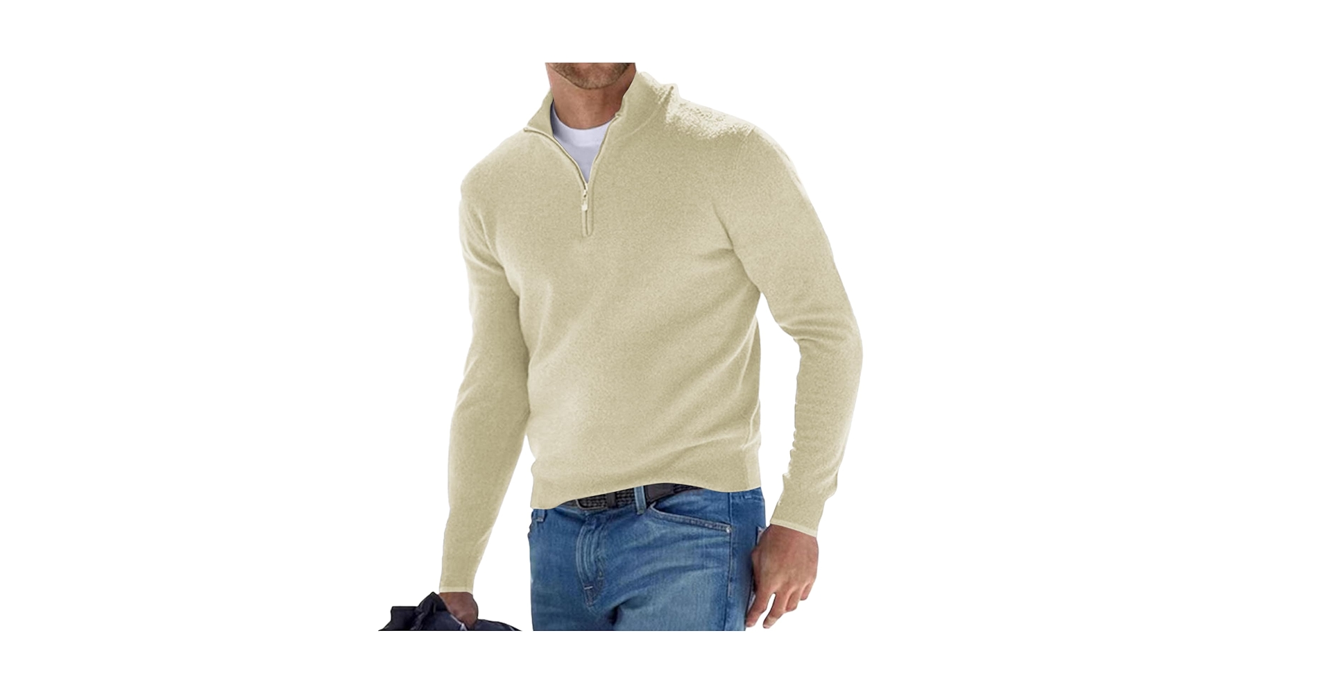 Lexiart Men's Quarter Zip Sweater Casual Mock Neck Pullover