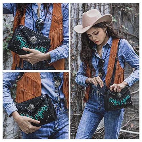 Small Crossbody Bags For Women Ladies Cell Phone Purse Wallets Western Shoulder Handbags Leather With Adjustable Strap(Black1) #TOP6