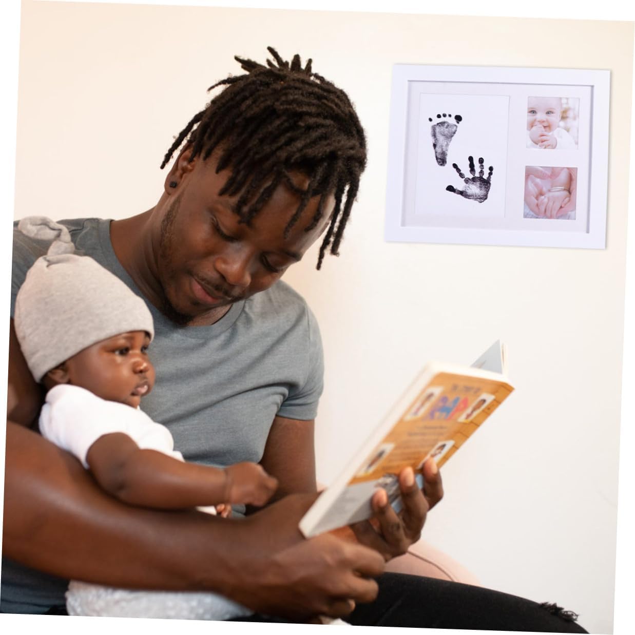 Handprint and Footprint Photo Frame for Infants, Record Picture Holder with White PP Plastic, Nursery Décor Keepsake for Newborn Memory Recording