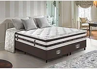 Cama Box Queen Colchão + Box 158x198 Molas Ensacadas Cama Inbox Relax Pillow Café