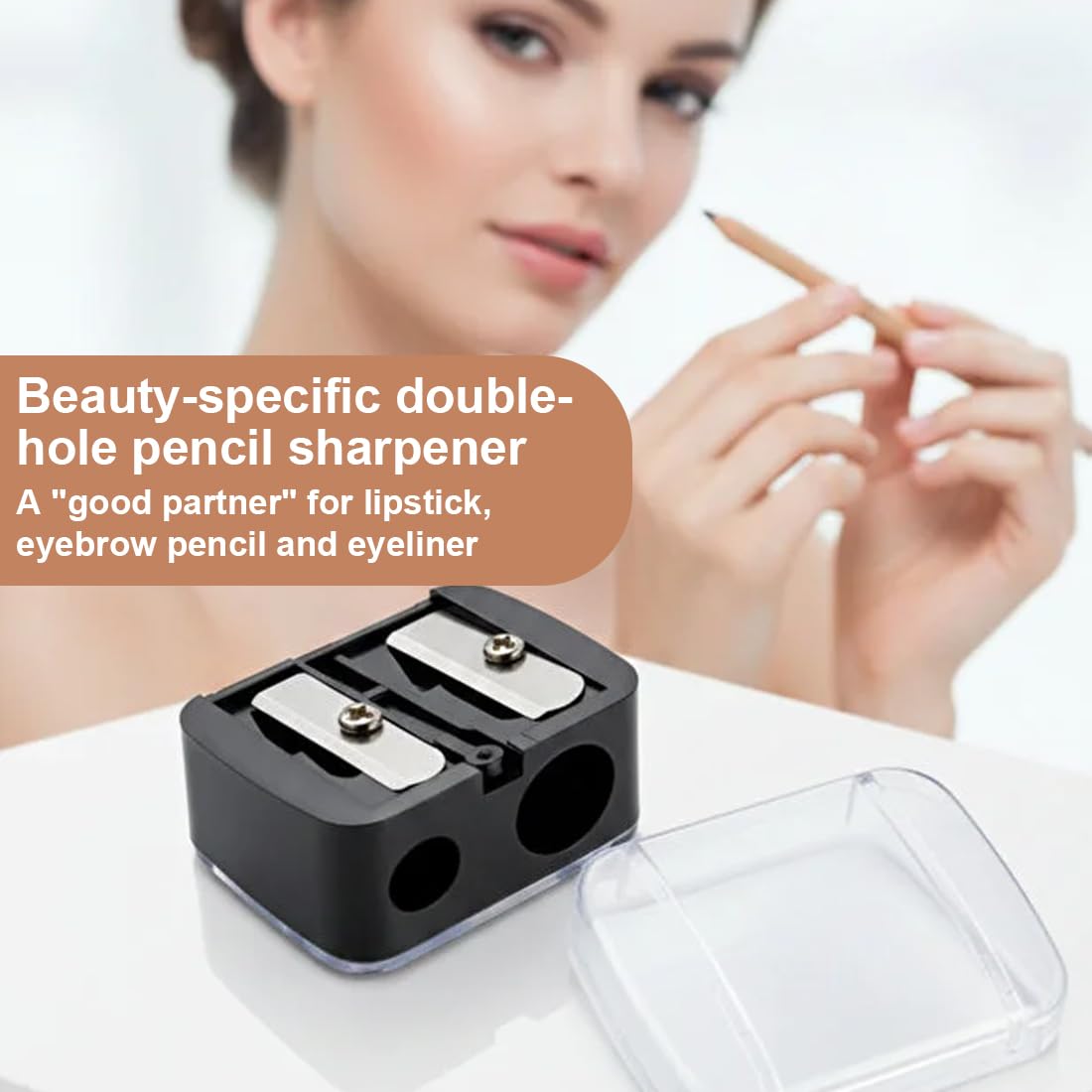 QEXUJOW Sacapuntas para maquillaje,Cuatro sacapuntas negros, adecuados para lápices de maquillaje, lápices de cejas, delineadores de labios, delineadores de ojos, etc., fáciles de transportar. — view 5